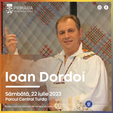Ioan Dordoi, invitatul special din data de 22 iulie, în cadrul Festivalului de Folclor “În grădina dorului”- Parcul Central Turda.