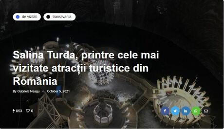 Salina Turda, printre cele mai vizitate atracții turistice din România